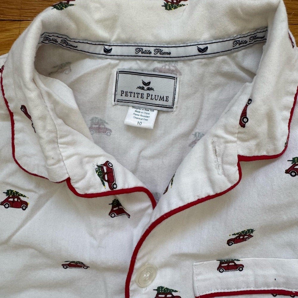 Petite Plume Kids Pajamas size 10 with Red Trim - Picture 4 of 5